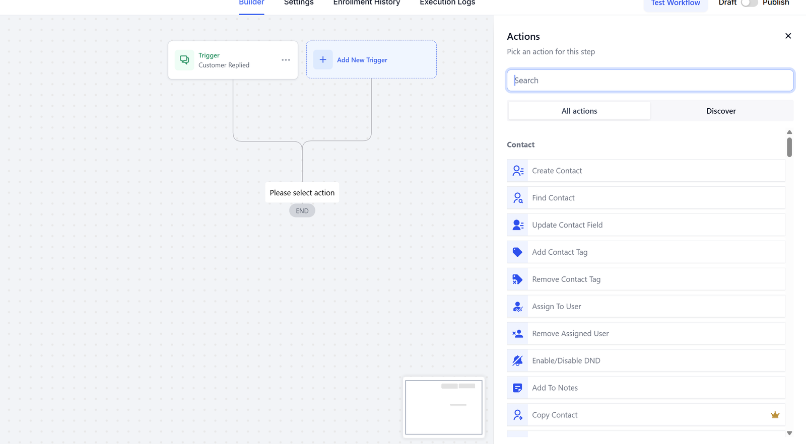 GoHighLevel workflow action setup